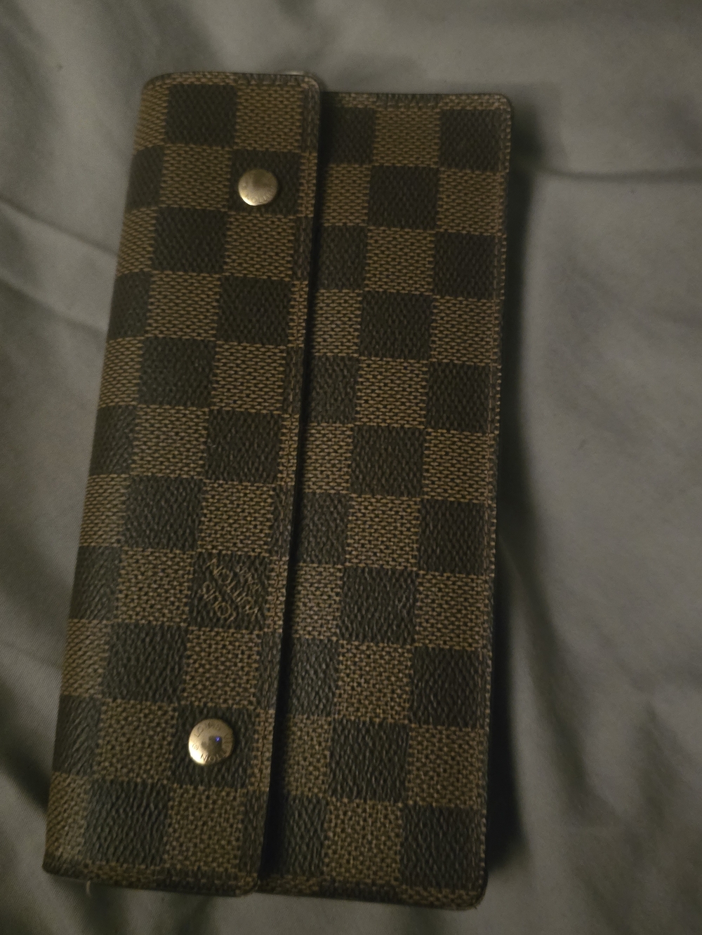 Louis Vuitton Damier Ebene Checkered Long Wallet in Brown